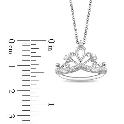 Enchanted Disney Princess 0.09 CT. T.W. Diamond Tiara Pendant in Sterling Silver - 19"