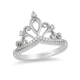 Enchanted Disney Princess 0.085 CT. T.W. Diamond Tiara Ring in Sterling Silver