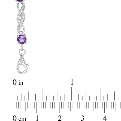 4.0mm Amethyst and Diamond Accent Double Infinity Bracelet in Sterling Silver