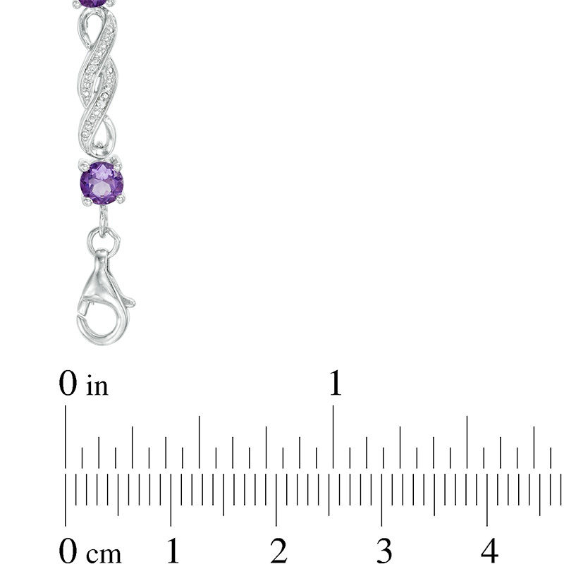 4.0mm Amethyst and Diamond Accent Double Infinity Bracelet in Sterling Silver|Peoples Jewellers