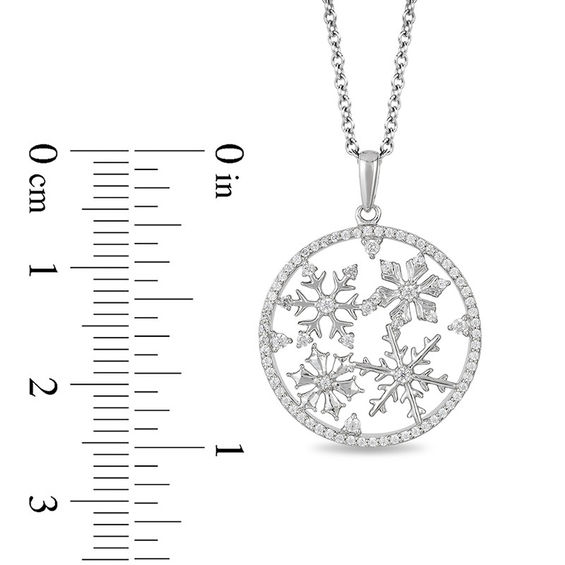 Enchanted Disney Elsa 0.23 CT. T.W. Diamond Snowflake Circle Pendant in Sterling Silver - 19"