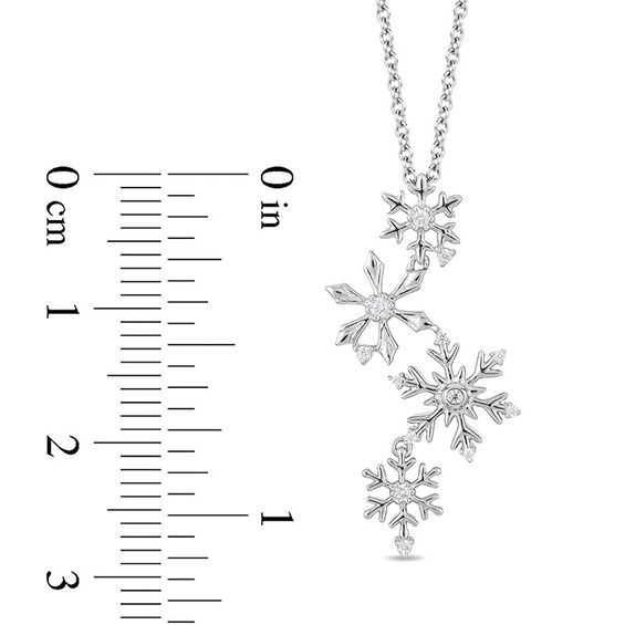 Enchanted Disney Elsa 0.085 CT. T.W. Diamond Snowflake Pendant in Sterling Silver - 19"