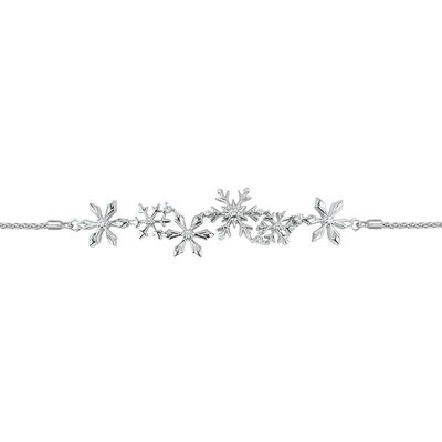 Enchanted Disney Elsa 0.145 CT. T.W. Diamond Snowflake Bolo Bracelet in Sterling Silver - 9.5"