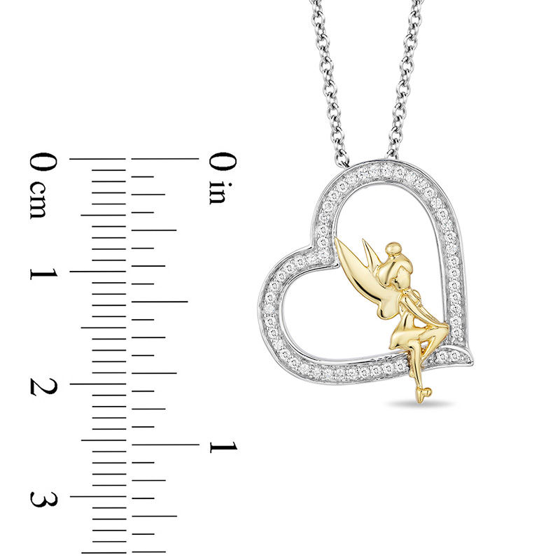 Main Image 3 of Enchanted Disney Tinker Bell 0.18 CT. T.W. Diamond Heart Pendant in Sterling Silver and 10K Gold - 19&quot;