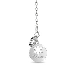 Enchanted Disney Elsa 5.0mm Aquamarine and 0.085 CT. T.W. Diamond Key Pendant in Sterling Silver - 19"