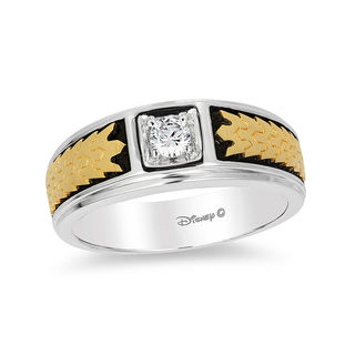 Enchanted Disney Men's 0.18 CT. Diamond Solitaire Crown Band in 14K Two-Tone Gold