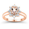 Oval Morganite and Lab-Created White Sapphire Sunburst Frame Ring in 10K Rose Gold