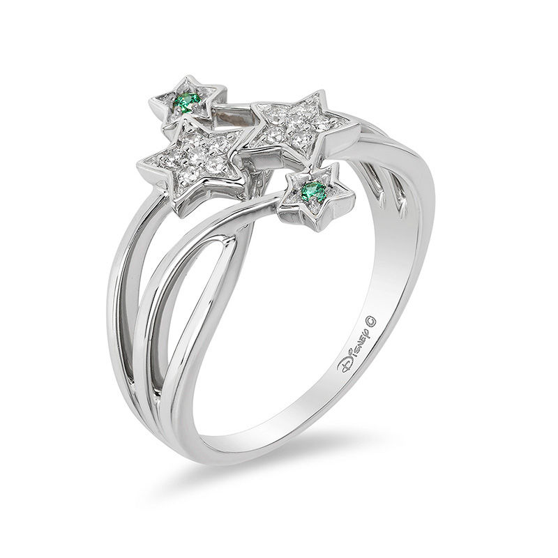 Enchanted Disney Tinker Bell Tourmaline and 0.085 CT. T.W. Diamond Star Ring in Sterling Silver|Peoples Jewellers