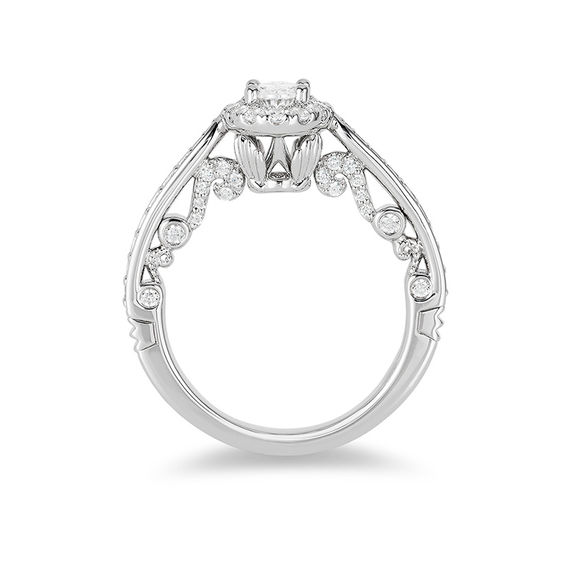 Enchanted Disney Ariel 1.00 CT. T.W. Oval Diamond Frame Engagement Ring in 14K White Gold