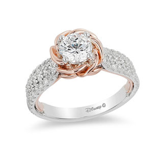 Enchanted Disney Belle 1.25 CT. T.W. Diamond Rose Frame Engagement Ring in 14K Two-Tone Gold