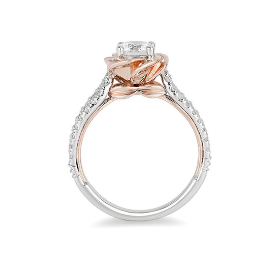 Enchanted Disney Belle 1.25 CT. T.W. Diamond Rose Frame Engagement Ring in 14K Two-Tone Gold