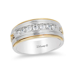 Enchanted Disney Men's 0.45 CT. T.W. Diamond Satin Wedding Band in 14K Two-Tone Gold