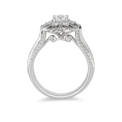 Enchanted Disney Elsa 0.95 CT. T.W. Diamond Snowflake Frame Engagement Ring in 14K White Gold