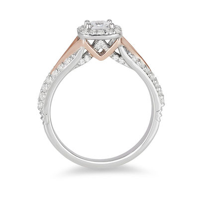 Enchanted Disney Aurora 0.75 CT. T.W. Princess-Cut Diamond Frame Engagement Ring in 14K Two-Tone Gold