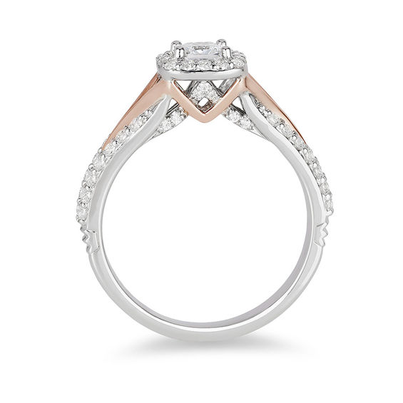 Enchanted Disney Aurora 0.75 CT. T.W. Princess-Cut Diamond Frame Engagement Ring in 14K Two-Tone Gold