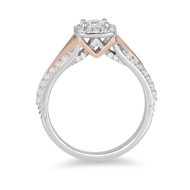 Enchanted Disney Aurora 0.75 CT. T.W. Princess-Cut Diamond Frame Engagement Ring in 14K Two-Tone Gold|Peoples Jewellers