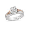 Thumbnail Image 2 of Enchanted Disney Aurora 0.75 CT. T.W. Princess-Cut Diamond Frame Engagement Ring in 14K Two-Tone Gold