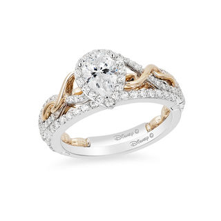 Enchanted Disney Rapunzel 0.69 CT. T.W. Pear-Shaped Diamond Frame Twist Engagement Ring in 14K Two-Tone Gold - Size 7