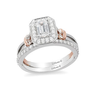 Enchanted Disney Snow White 0.58 CT. T.W. Emerald-Cut Diamond Frame Engagement Ring in 14K Two-Tone Gold