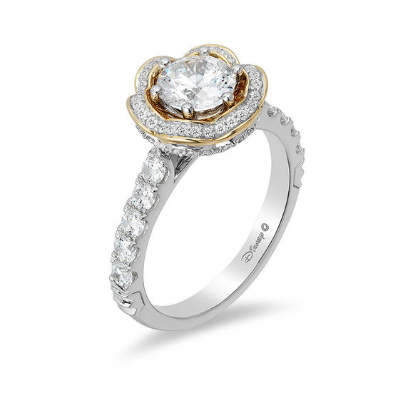 Enchanted Disney Belle 1.45 CT. T.W. Diamond Frame Engagement Ring in 14K Two-Tone Gold