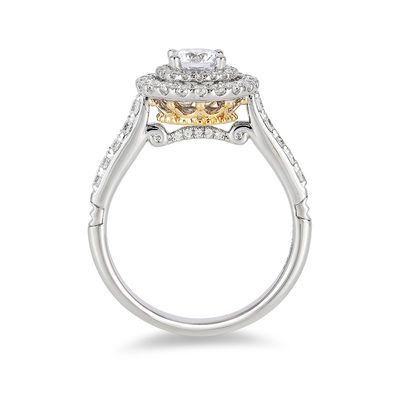 Enchanted Disney Princess 0.95 CT. T.W. Diamond Double Frame Crown Engagement Ring in 14K Two-Tone Gold