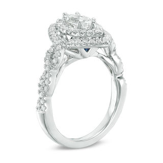 Vera Wang Love Collection 1.30 CT. T.W. Marquise Diamond Double Frame Twist Engagement Ring in 14K White Gold