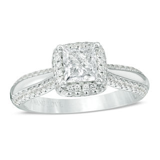 Vera Wang Love Collection 1.15 CT. T.W. Princess-Cut Diamond Frame Engagement Ring in 14K White Gold