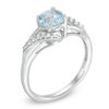 Thumbnail Image 1 of 6.0mm Aquamarine and 0.09 CT. T.W. Diamond Bypass Split Shank Ring in 10K White Gold