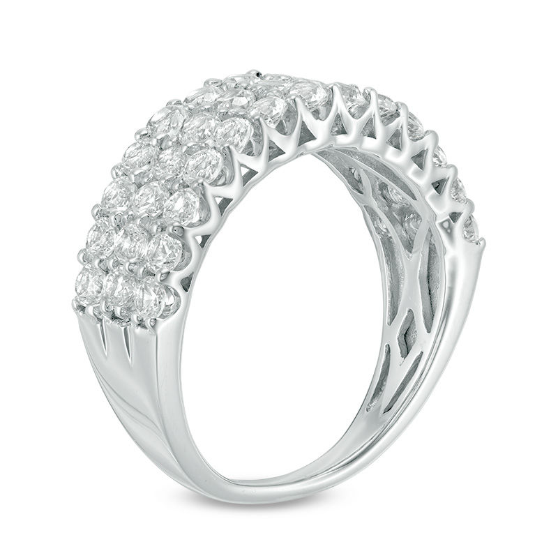 Lab-Created White Sapphire Triple Row Ring in Sterling Silver