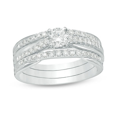 0.70 CT. T.W. Diamond Bridal Set in 14K White Gold