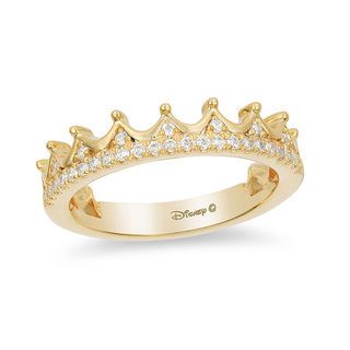 Enchanted Disney Princess 0.15 CT. T.W. Diamond Tiara Wedding Band in 14K Gold