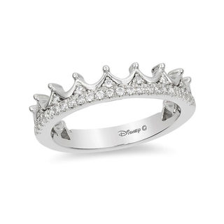 Enchanted Disney Princess 0 15 Ct T W Diamond Tiara Wedding Band