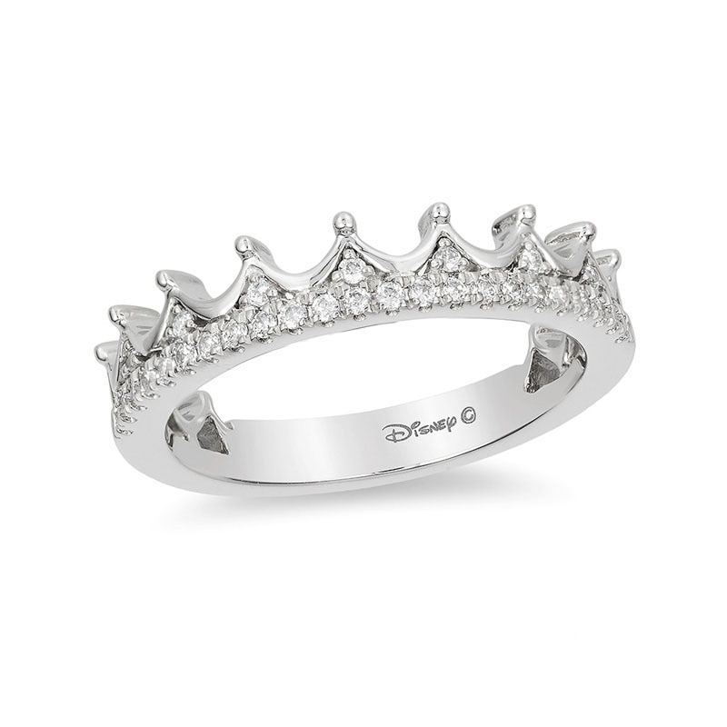 Main Image 1 of Enchanted Disney Princess 0.15 CT. T.W. Diamond Tiara Wedding Band in 14K White Gold