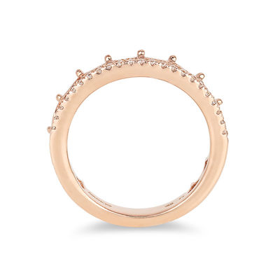 Enchanted Disney Princess 0.15 CT. T.W. Diamond Tiara Wedding Band in 14K Rose Gold