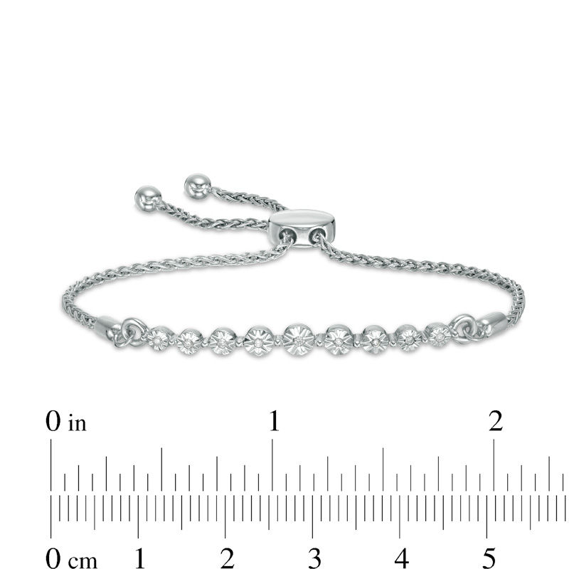 0.04 CT. T.W. Diamond Nine Stone Bolo Bracelet in Sterling Silver - 9.5"|Peoples Jewellers