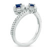 Thumbnail Image 1 of Vera Wang Love Collection Princess-Cut Blue Sapphire and 0.18 CT. T.W. Diamond Bypass Ring in Sterling Silver