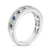 Vera Wang Love Collection Princess-Cut Blue Sapphire and 0.18 CT. T.W. Diamond Band in 14K White Gold