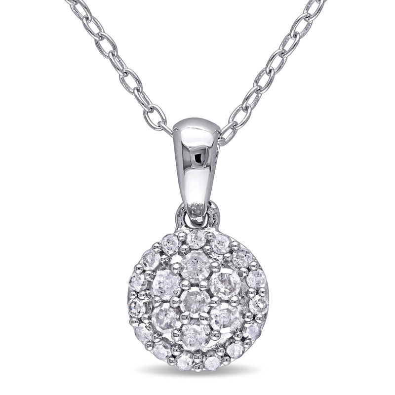 0.26 CT. T.W. Composite Diamond Frame Pendant in Sterling Silver|Peoples Jewellers
