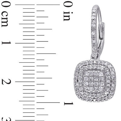 0.48 CT. T.W. Composite Diamond Double Cushion Frame Drop Earrings in Sterling Silver