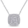 0.47 CT. T.W. Composite Diamond Double Cushion Frame Pendant in Sterling Silver