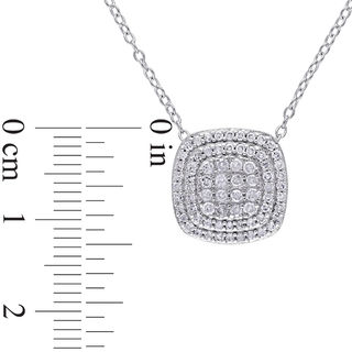 0.47 CT. T.W. Composite Diamond Double Cushion Frame Pendant in Sterling Silver