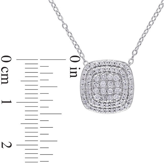 0.47 CT. T.W. Composite Diamond Double Cushion Frame Pendant in Sterling Silver