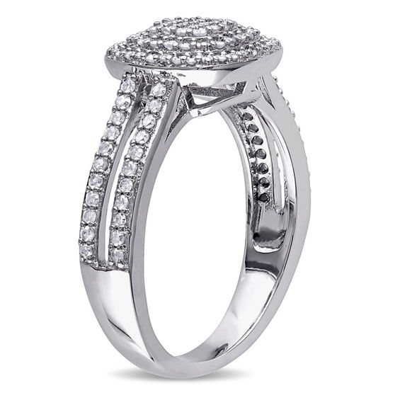 0.47 CT. T.W. Composite Diamond Double Cushion Frame Ring in Sterling Silver