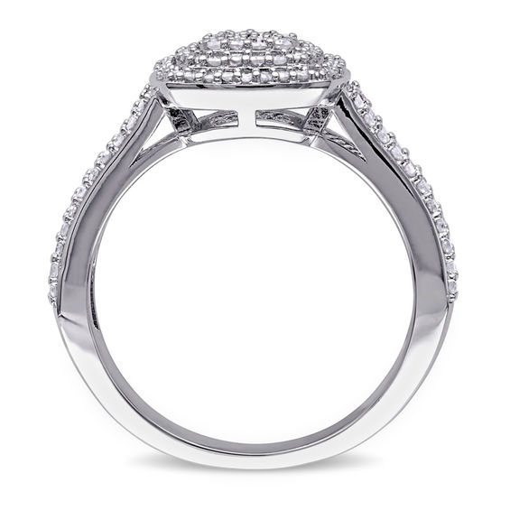 0.47 CT. T.W. Composite Diamond Double Cushion Frame Ring in Sterling Silver