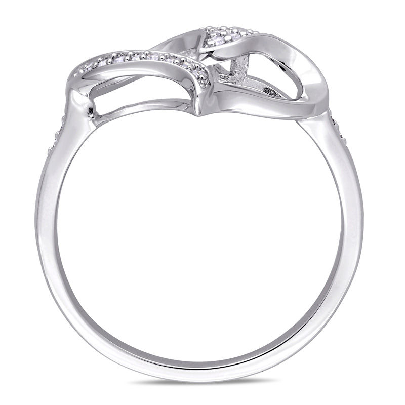 0.10 CT. T.W. Diamond Twist Heart Ring in Sterling Silver|Peoples Jewellers