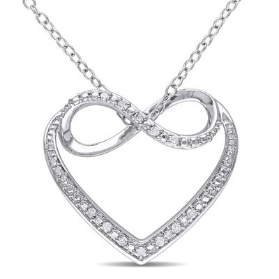 0.06 CT. T.W. Diamond Infinity Heart Pendant in Sterling Silver