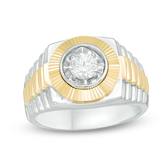 Men's 0.50 CT. Diamond Solitaire Signet Ring in 10K Two-Tone Gold