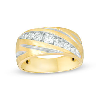 Men's 1.00 CT. T.W. Diamond Seven Stone Slant Ring in 10K Gold