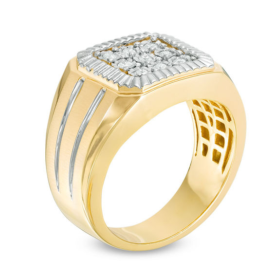 Men's 0.20 CT. T.W. Diamond Square Composite Ring in 10K Gold