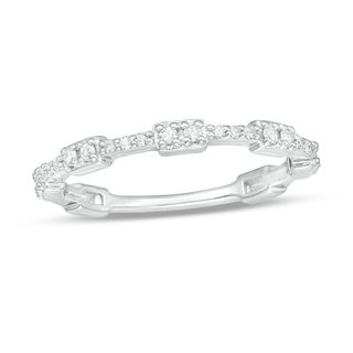 0.15 CT. T.W. Diamond Rectangle Station Wedding Band in 10K White Gold